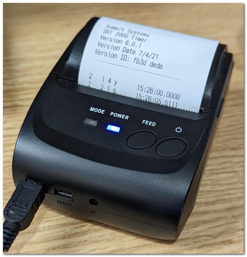 External thermal printer for a Summit SRT2000 timer